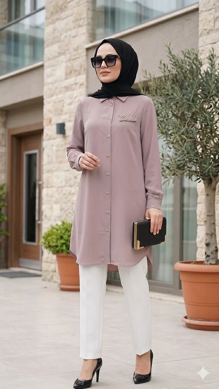 İpek Krep Gömlek görsel 7 – Kadın